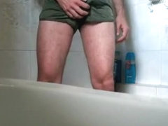 Make Water in cum stained USMC PT shorts
