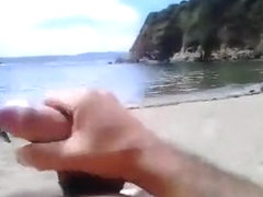 Public jack off at the beach