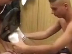 Gay boys in pantyhose having an orgy