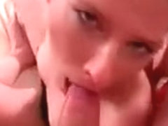 Hot blonde cutie sucking cock