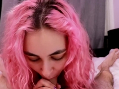 Cute pink haired stepsis sucks and get fucked POV
