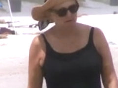 great mature jiggly tits beach stroll 37