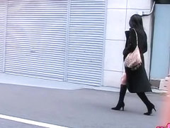 Hot business Asian lady got sharked in Japan on her way home