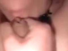 Tied blonde milf sucks and takes a mouthful of cum