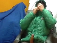 pvc dress and down jacket