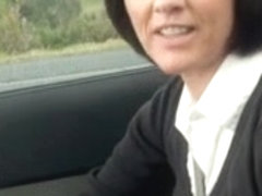 british milf gets off in car