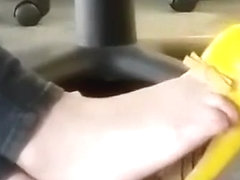 Shoeplay in libary by a beautiful Latina girl