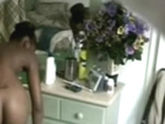 Spying my ebony girlfriend changing