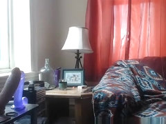 Dildo riding toys brunette solo